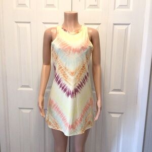 NWOT SO Juniors Yellow Tie Dyed Sleeveless Mini Dress Size Medium